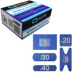 Qualicare - Blue Catering Plasters - Assorted 100 Pack