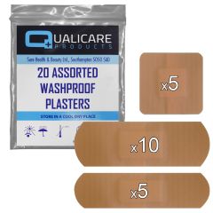 Qualicare Plasters - Washproof - 20 Pack Assorted