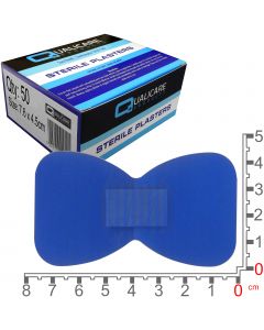 Qualicare - Blue Catering Plasters - Fingertip (7.6cm x 4.5cm) - 50 Pack