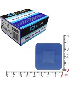 Qualicare - Blue Catering Plasters - Square (3.8cm x 3.8cm) - 100 Pack
